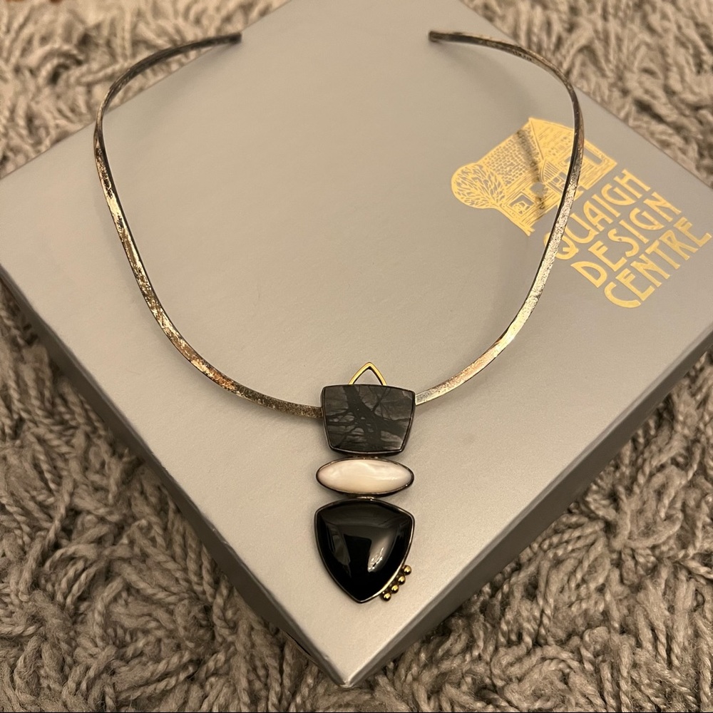 Gemstone Metal Choker Necklace